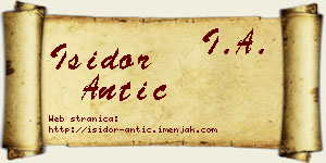 Isidor Antić vizit kartica